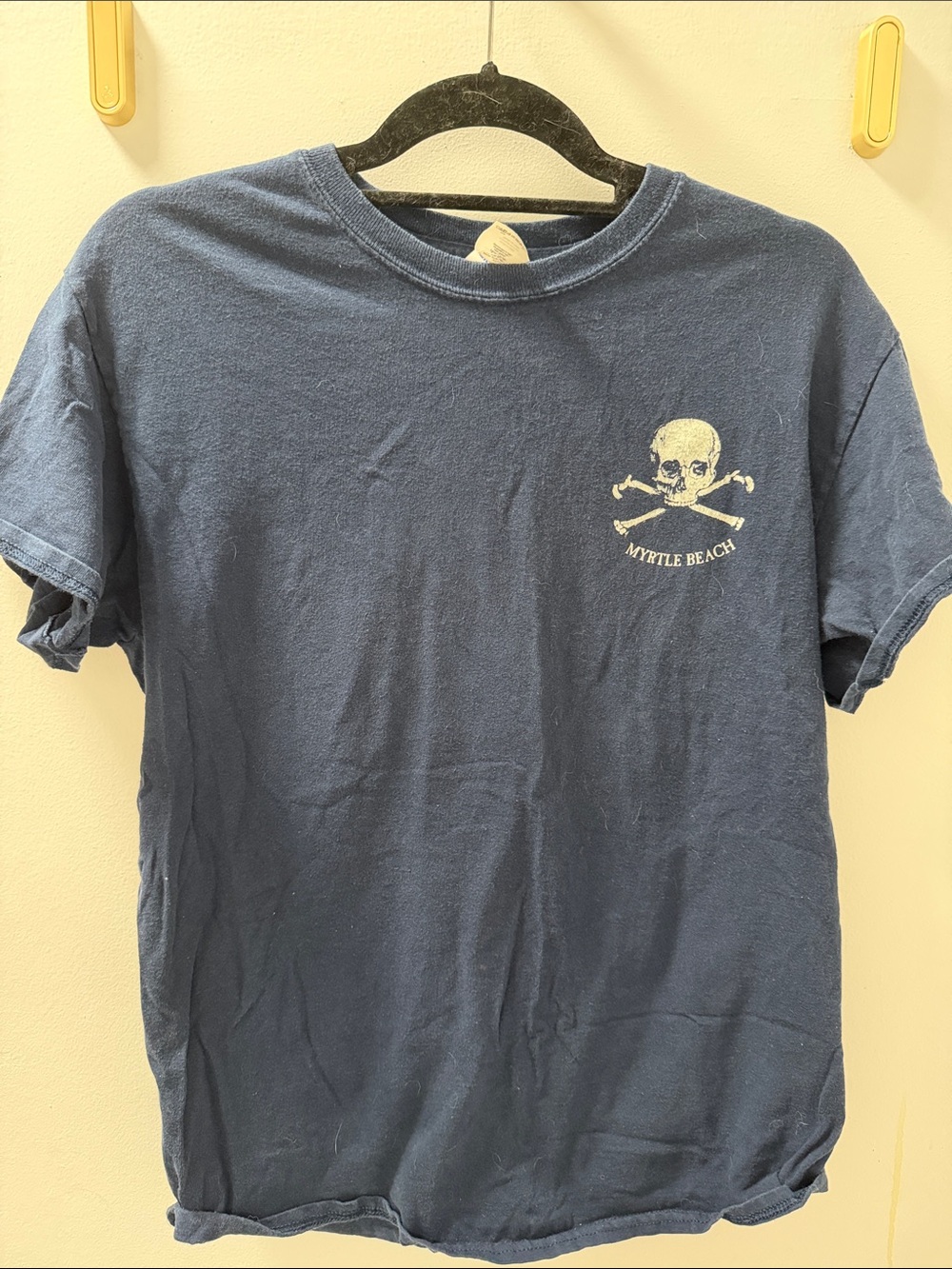 Gildan Navy Blue Myrtle Beach Skull Short Sleeve Tee